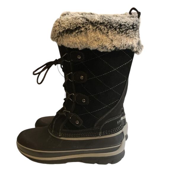 Khombu Ellie Women`s Winter Snow Boots Black US 8M 12" Tall Faux Fur Trim - Picture 3 of 9